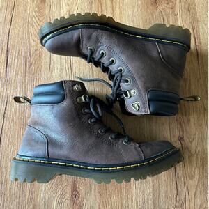 Dr. Martens Women's Faora Brown Leather Lace Up Boots Size 9